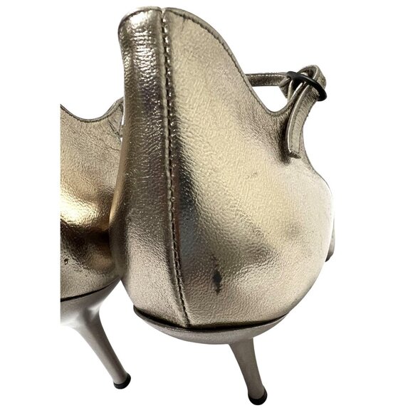 Vintage Jean Paul Gaultier Ankle Strap Pumps in Pewter With Fur Lining - Picture 5 of 10